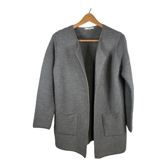 SIONI Women's Cardigan Oversized Gray Ribbed Cozy Sweater Size Large - Picture 1 of 9